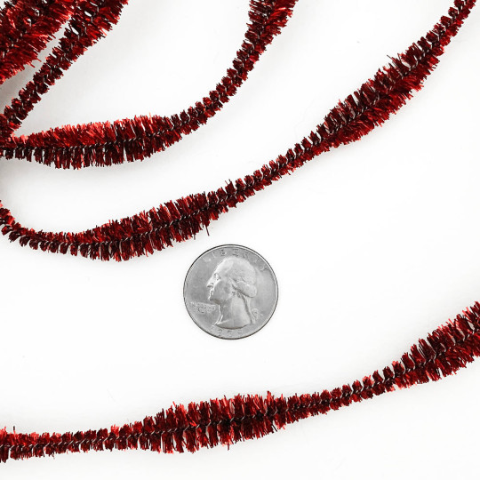 Petite 2-1/2" Bump Chenille for Beards and Arms in Metallic Red Tinsel ~ 1 yd. (15 bumps)